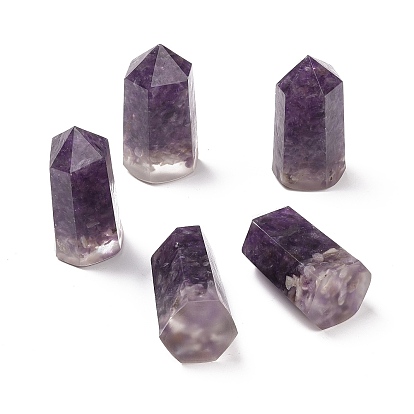 Остроконечная пуля из смолы украшение для дома, с крошкой из натурального драгоценного камня внутри, шестиугольная призма