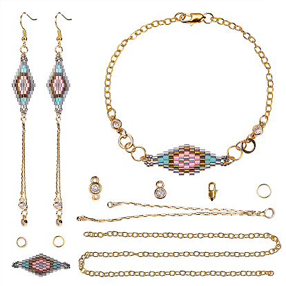 DIY Earring and Bracelets Making, with MIYUKI & TOHO Japanese Seed Beads, Handmade Links, Brass Chain Links and Brass Earring Hooks