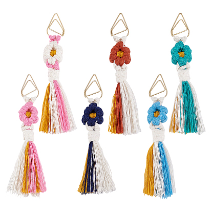 6шт. 6 цветов, цветы, ручная работа, макраме, хлопок, с прищепкой для бумаги