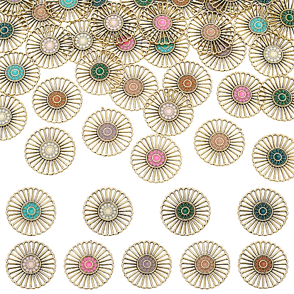 36шт. 9 цвета сплав эмаль цветок компоненты люстры звенья, для изготовления тканых полотен, античное золото 