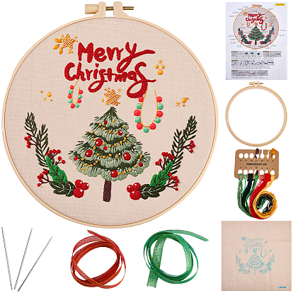 Рождественские наборы для вышивания своими руками для начинающих, в комплекте пяльцы для вышивания, нитка и иголка, ткань