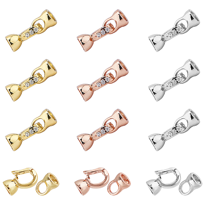 Brass Micro Pave Clear Cubic Zirconia Fold Over Clasps