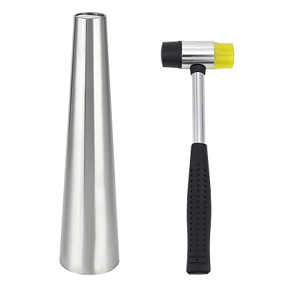 1Pc Stainless Steel Round Bracelet Mandrel, with 1Pc Steel Hammer