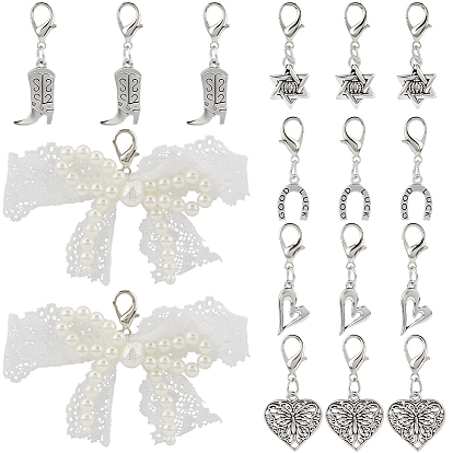 17 шт. 6 стили сплава для обуви Martin Boots подвески, с карабин-лобстерами 