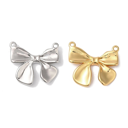 Rack Plating Brass Pendants, Long-Lasting Plated, Lead Free & Cadmium Free, Bowknot