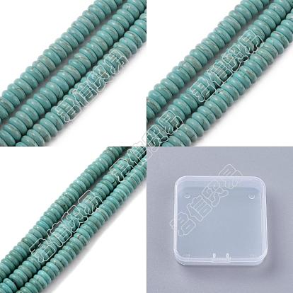 Synthetic Turquoise Spacer Bead Strands, Flat Round