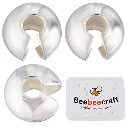 30шт. 925 крышки для бусин из стерлингового серебра, плоско-круглые