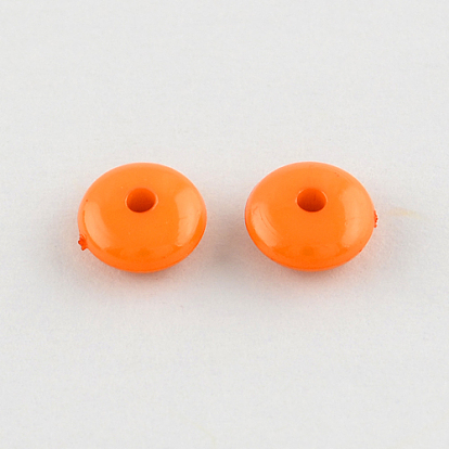 Opaque Acrylic Beads, Rondelle, 8x3.5mm, Hole: 1.5mm, about 3270pcs/500g