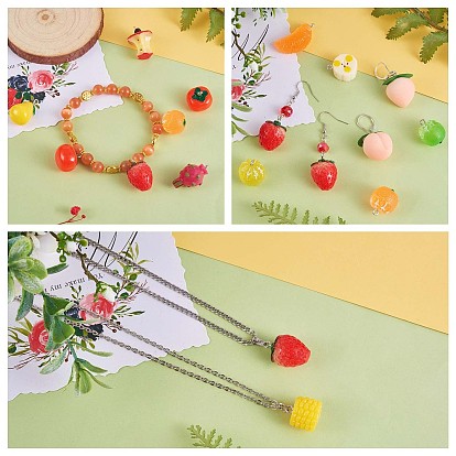 39 Pieces Fruit Resin Charm Pendant Imitation Fruit Charm Hanging Pendant Mixed Shape for Jewelry Necklace Earring Making Crafts