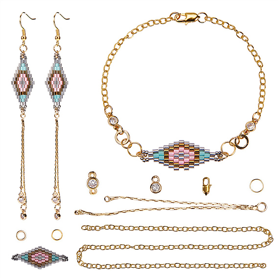 DIY Earring and Bracelets Making, with MIYUKI & TOHO Japanese Seed Beads, Handmade Links, Brass Chain Links and Brass Earring Hooks