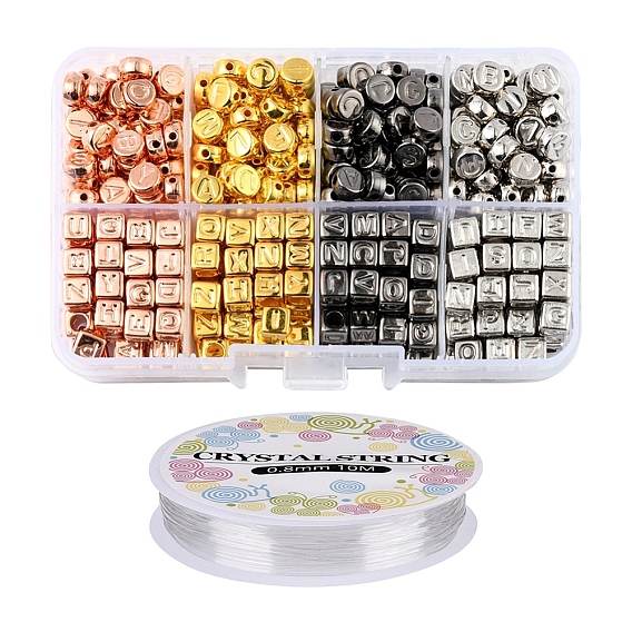 Набор для изготовления браслета из бисера своими руками, включая кубические и плоские круглые буквы ccb пластиковые бусины, эластичная нить