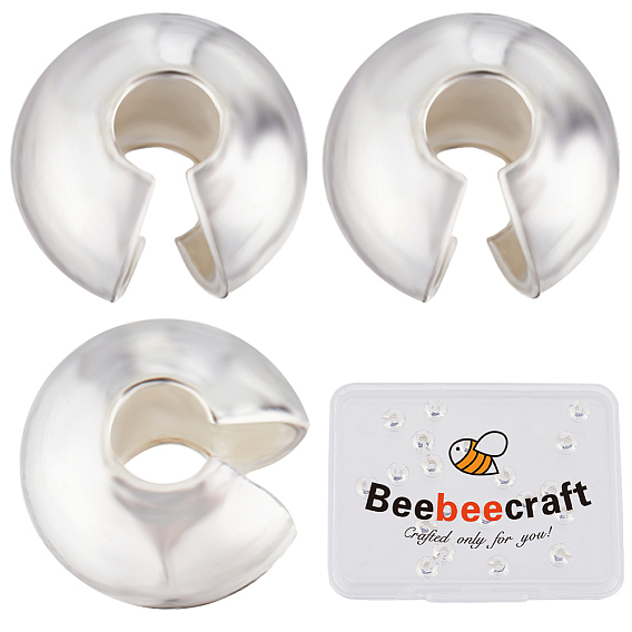 30шт. 925 крышки для бусин из стерлингового серебра, плоско-круглые