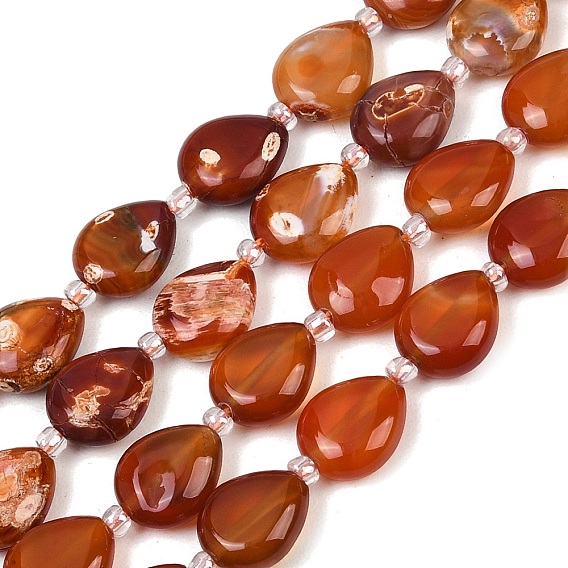 Природный агат бисер нитей, окрашенная и подогревом, квартира слеза, с бисером