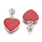 CCB Plastic Pendants, with Enamel, Heart, Dark Red