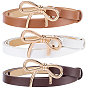 3pcs 3 ceintures à chaîne en cuir PU avec nœud papillon en alliage de couleurs pour femmes, or
