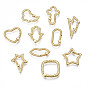 Brass Spring Gate Rings, Nickel Free, Star & Lightning & Palm & Heart & Oval & Lip & Rectangle & Cloud