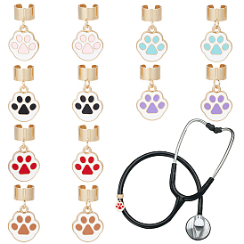 12 шт 6 цвета сплав эмаль стетоскоп подвеска украшения, отпечаток лапы, с 304 фурнитурой из нержавеющей стали