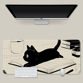 Rubber with Cloth Mouse Pad, Rectangle with Cat Pattern