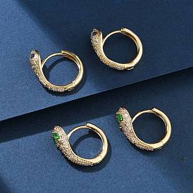 Латунные кубических серьги циркония обруч, 925 игла из стерлингового серебра, змея