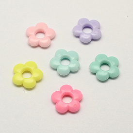 Opaque Acrylic Flower Bead Frames, 19x4mm, Hole: 2mm, Inner diameter: 6mm, about 640pcs/500g