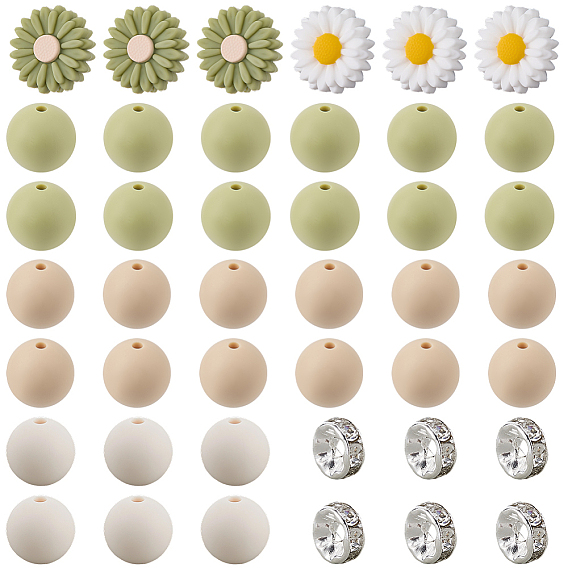 86 шт. 6 стили, экологически чистые силиконовые фокальные бусины пищевого качества, с бусинами из высококачественных латунных хрустальных страз.