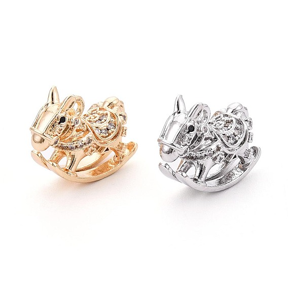 Подвески из латуни с прозрачным фианитом, лошадка прелести