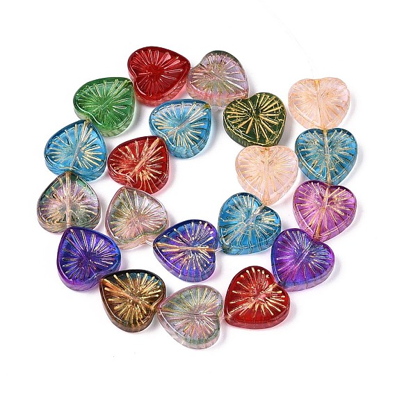 Стеклянные бусины, сердце, золотой металл обвитыми