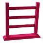 3-Tier Wood Covered with Velvet Earring Display Stands, Ladder Shaped Jewelry Holder for Earrings Storage