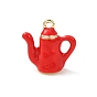 Brass Enamel Pendants, Teapot Charms, Golden