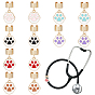 12 шт 6 цвета сплав эмаль стетоскоп подвеска украшения, отпечаток лапы, с 304 фурнитурой из нержавеющей стали