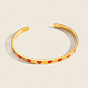 304 Stainless Steel Enamel Red Heart Open Cuff Bangles for Women