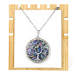 TikTok Synthetic Abalone Shell Tree of Life Disc Pendant Necklace Fortune Tree Wrapped Wire Round Necklace N616