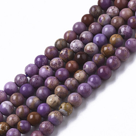 Natural Lepidolite/Purple Mica Stone Beads Strands, Round