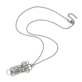 304 chaînes de câble en acier inoxydable pochette en macramé support de pierre vide pour la fabrication de colliers pendentifs, avec toboggan perlé