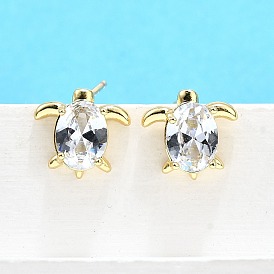 Серьги-гвоздики из латунного микро-паве, долговечный, без свинца и без кадмия, реальный 18 k позолоченный