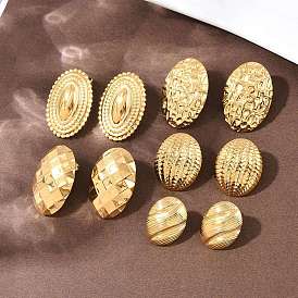 304 овальные серьги-гвоздики из нержавеющей стали, ионное покрытие (ip)