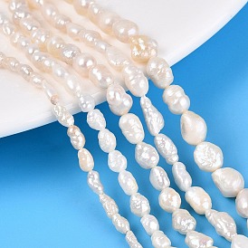 Natural Baroque Keshi Pearl Beads Strands, Cultured Freshwater Pearl Beads, Two Sides Polished