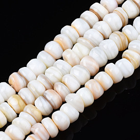 Natural Trochid Shell/Trochus Shell Beads Strands, Undyed, Flat Round