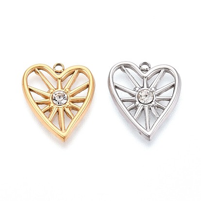 304 подвески из нержавеющей стали, со стразами, сердце
