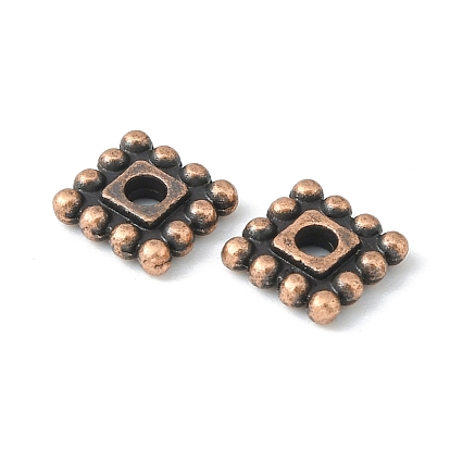 Tibetan Style Spacer Beads, Lead Free & Cadmium Free, Square, 7x7x2mm, Hole: 2mm