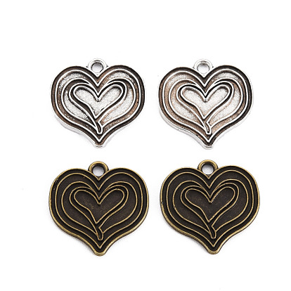 Сплавочные сеттинги для кулона, тибетский стиль, без кадмия и без свинца, сердце