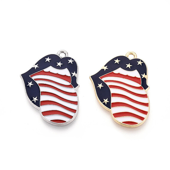 Подвески из сплава с эмалью ко дню независимости, стойки покрытие, губы со звездным шармом