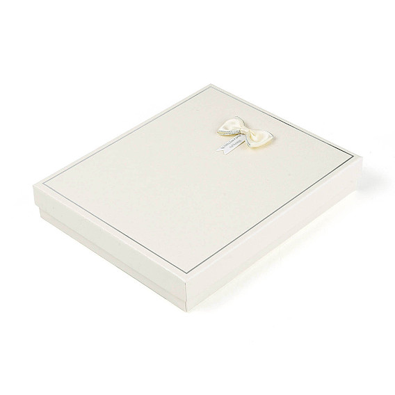 Картонные коробки ювелирных изделий, для ожерелья, серьга, с бантиком снаружи и черной губкой внутри, прямоугольные