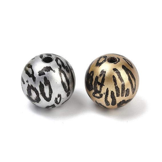 Окрашенные акриловые бусины , круглые, рисунок для леопарда