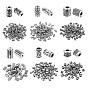410Pcs 6 style  CCB Plastic Beads, Mixed Shape