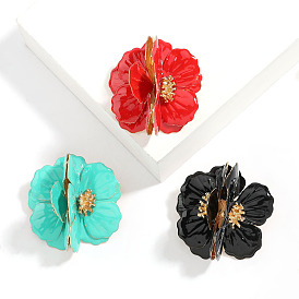 Exaggerated creative alloy oil drop floral earrings - artistic and fairy ear accessories.