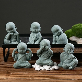 Resin Buddhist Monk Statues, for Car & Home Office Desktop Ornament