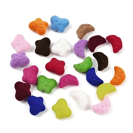 Флокированные непрозрачные акриловые бусины, разноцветные