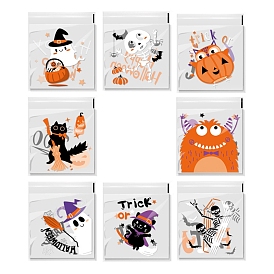 Sacs à biscuits en plastique sur le thème d'Halloween, sacs à biscuits carrés auto-scellants