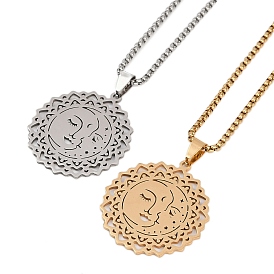 201 ожерелья из нержавеющей стали с полыми лунными звездами и цветами для женщин